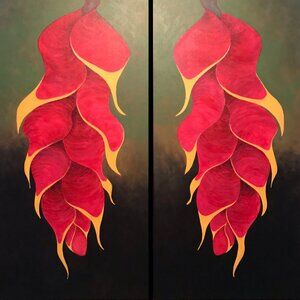 SHE'S ALL THAT AND MORE  (A & B) Heliconia Pair Paintings